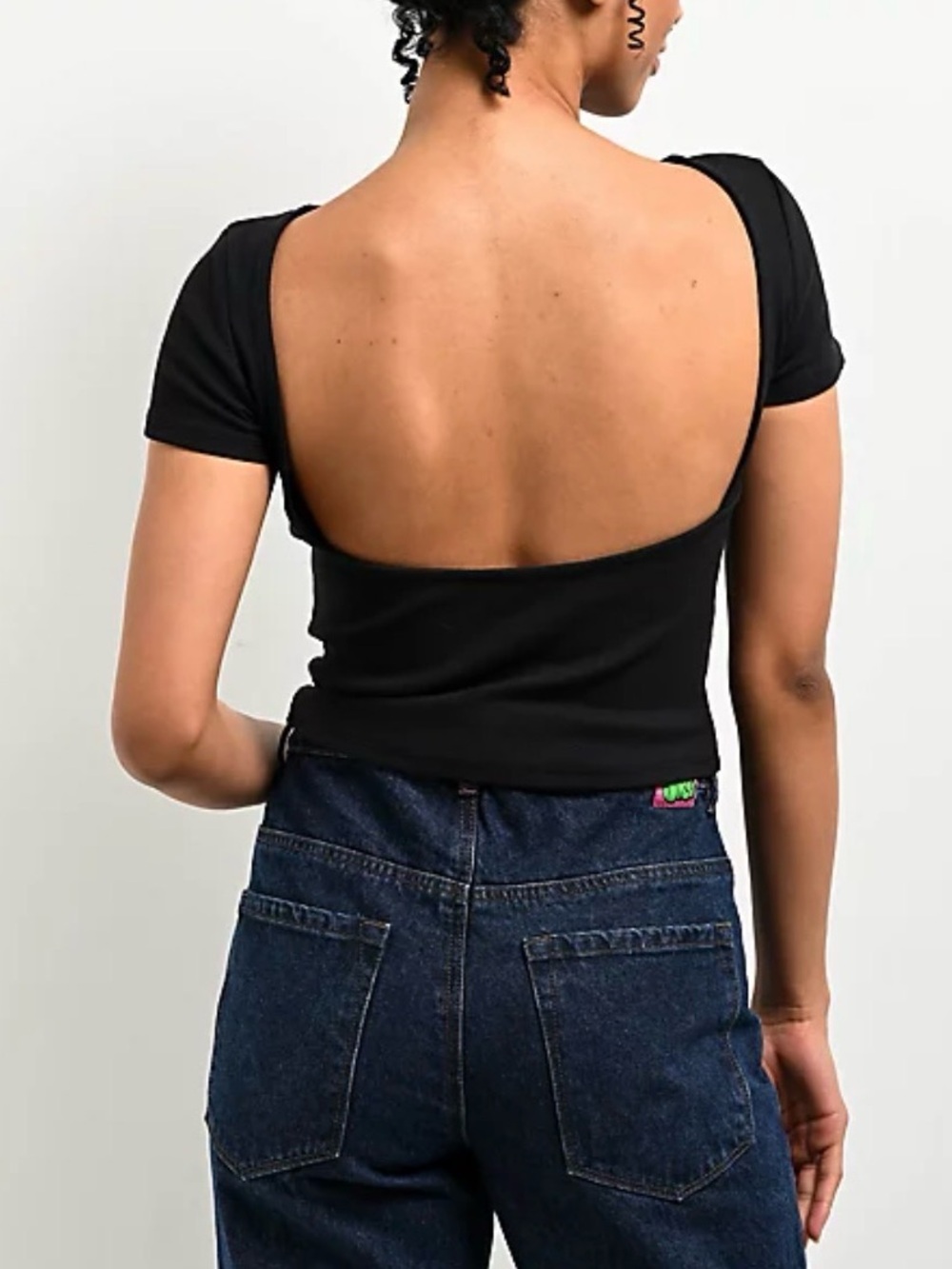NWOT Zine Clothing Zumiez Black Ribbed Open Back Top - M